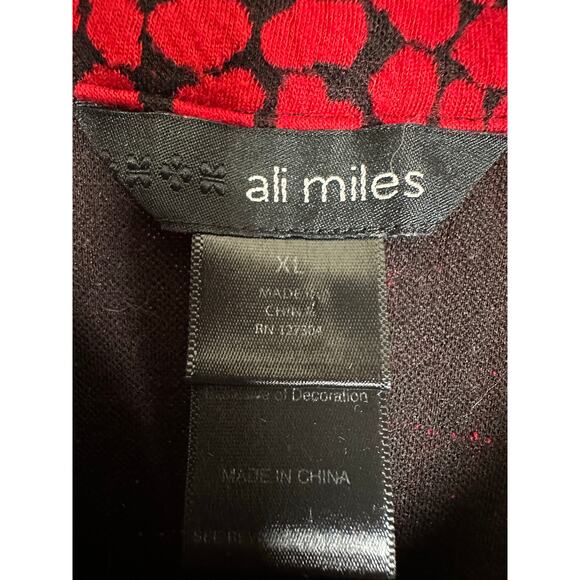 Ali Miles Red Black Textured Sleeveless‎ Button Longline Vest XL Lagenlook Artsy - Picture 3 of 12